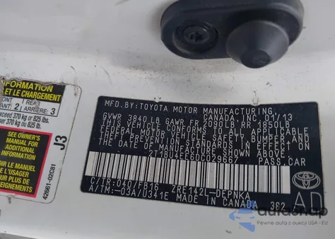 2013 Toyota Corolla Le from USA, damaged, VIN 2T1BU4EE6DC029667